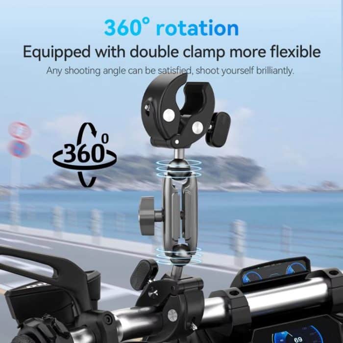 TELESIN Camera Double Clip Crab Clamp 360 Rotating Motorcycle Bicycle Handlebar Mount, Double Clip – Bild 5