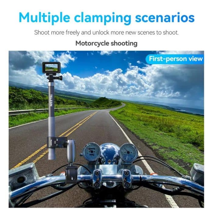 TELESIN Camera Double Clip Crab Clamp 360 Rotating Motorcycle Bicycle Handlebar Mount, Double Clip – Bild 8