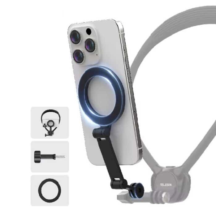 TELESIN Mobile Phone Magnetic Stand Two Claw Adapter Compatible with Chest Strap, Backpack Clip, Neck Mount, Phone Magnetic Stand – Bild 1