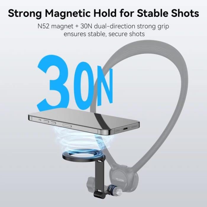 TELESIN Mobile Phone Magnetic Stand Two Claw Adapter Compatible with Chest Strap, Backpack Clip, Neck Mount, Phone Magnetic Stand – Bild 4
