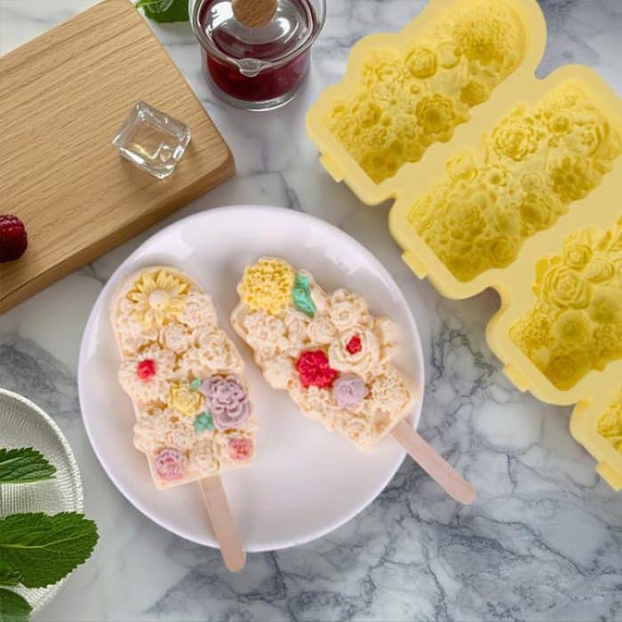 4 Grids Flower Ice Cream Silicone Mold Home Use Food-Grade Ice Pop Mold – Bild 3