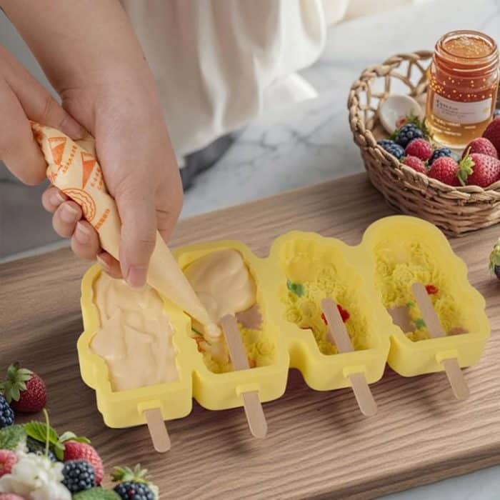 4 Grids Flower Ice Cream Silicone Mold Home Use Food-Grade Ice Pop Mold – Bild 4