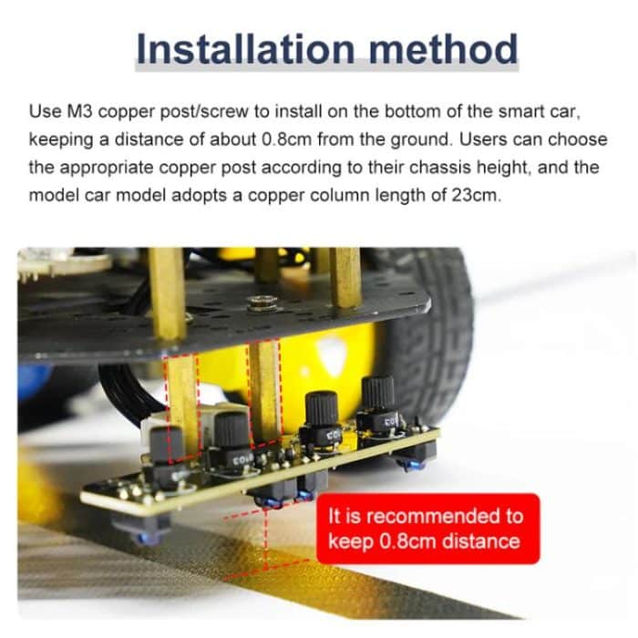 Yahboom 4 Channel Infrared Tracking Sensor Module For Smart Car Robot, Module, Module+ 6Pin Cable, With 6Pin Cable+16mm Copper Column, With 6Pin Cable+23mm Copper Column, Module+DuPont Cable, With DuPont Cable+16mm Copper Column... – Bild 11