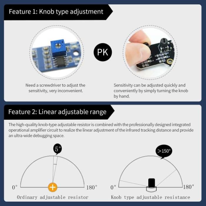 Yahboom 4 Channel Infrared Tracking Sensor Module For Smart Car Robot, Module, Module+ 6Pin Cable, With 6Pin Cable+16mm Copper Column, With 6Pin Cable+23mm Copper Column, Module+DuPont Cable, With DuPont Cable+16mm Copper Column... – Bild 9