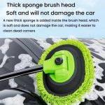 SUITU LS-444 Three-section Curved Car Wash Brush Chenille Car Wash Mop, Black Green – Bild 3