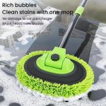 SUITU LS-444 Three-section Curved Car Wash Brush Chenille Car Wash Mop, Black Green – Bild 6