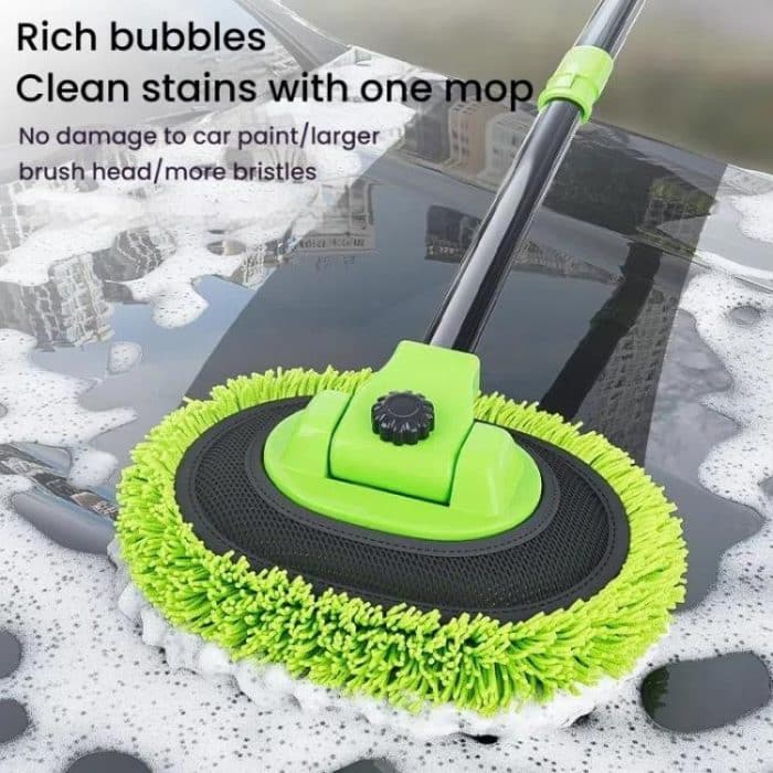 SUITU LS-444 Three-section Curved Car Wash Brush Chenille Car Wash Mop, Black Green – Bild 6
