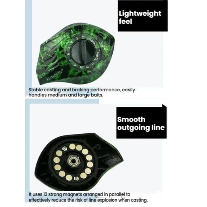 Baitcasting Fishing Reel 6.3:1 Gear Ratio With Magnetic Brake System, 12-Setting Adjustable, YUMOSH EQC201 Left Hand, YUMOSH EQC200 Right Hand – Bild 6