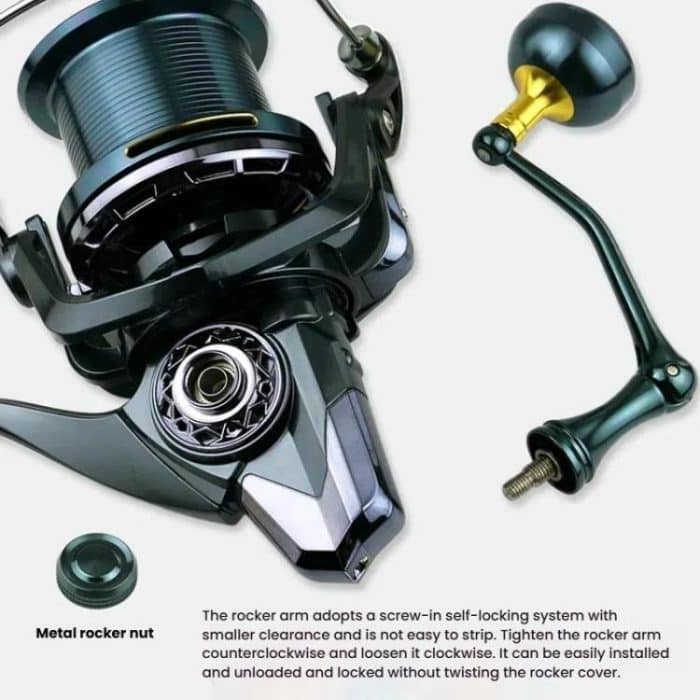 Guide Rod Structure All-Metal Spinning Reel Zero Backlash 4.7:1 Gear Ratio, Screw-In Handle for Surf Casting & Anchoring, YUMOSHI TC9000, YUMOSHI TC10000, YUMOSHI TC12000, YUMOSHI TC14000 – Bild 6