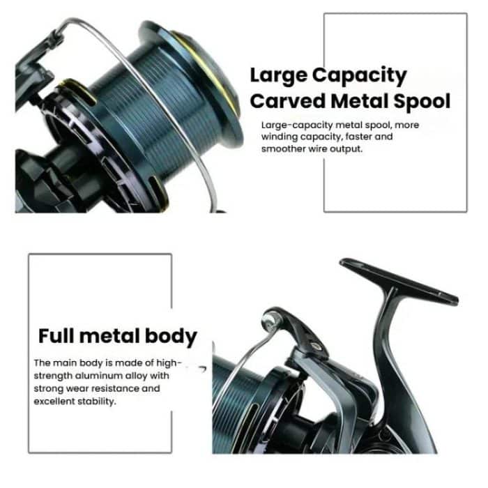 Guide Rod Structure All-Metal Spinning Reel Zero Backlash 4.7:1 Gear Ratio, Screw-In Handle for Surf Casting & Anchoring, YUMOSHI TC9000, YUMOSHI TC10000, YUMOSHI TC12000, YUMOSHI TC14000 – Bild 8