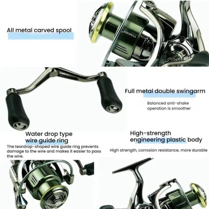 Dual Handle Zero-Gap Spinning Reel Balanced Anti-Shake Design, 5.2:1 Gear Ratio, YUMOSHI  SE2000S, YUMOSHI SE2500, YUMOSHI SE3000, YUMOSHI SE4000 – Bild 5
