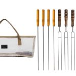NOBANA Outdoor BBQ Grilling Fork Portable Stainless Steel Wooden Handle Grilling Skewer With Storage Bag, 7pcs /Set White, 7pcs /Set Black, 10pcs /Set White, 10pcs /Set Black