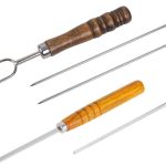 NOBANA Outdoor BBQ Grilling Fork Portable Stainless Steel Wooden Handle Grilling Skewer With Storage Bag, 7pcs /Set White, 7pcs /Set Black, 10pcs /Set White, 10pcs /Set Black – Bild 2