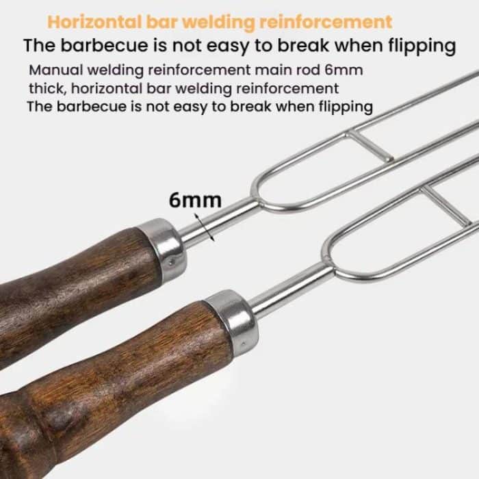 NOBANA Outdoor BBQ Grilling Fork Portable Stainless Steel Wooden Handle Grilling Skewer With Storage Bag, 7pcs /Set White, 7pcs /Set Black, 10pcs /Set White, 10pcs /Set Black – Bild 7