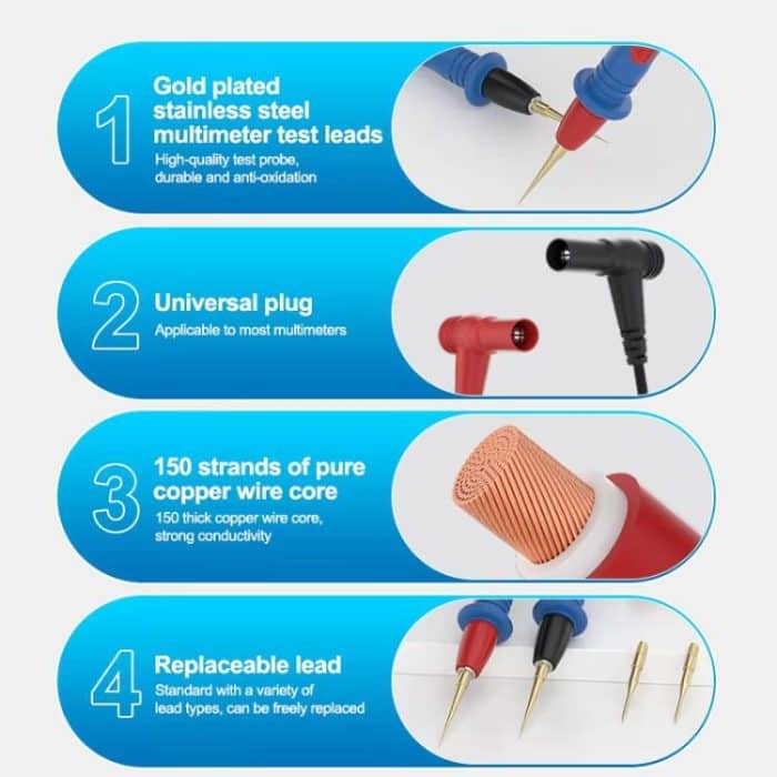 Replaceable Stainless Steel Probe Tips Soft Silicone Multimeter Probe Tips, SS-024B – Bild 3