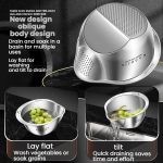 Kacheeg 304 Stainless Steel Multi-Purpose Colander, Vegetable & Rice Strainer, Washing Basket, 24cm – Bild 3