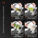 Kacheeg 304 Stainless Steel Multi-Purpose Colander, Vegetable & Rice Strainer, Washing Basket, 24cm – Bild 4