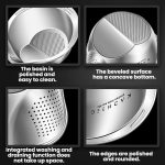 Kacheeg 304 Stainless Steel Multi-Purpose Colander, Vegetable & Rice Strainer, Washing Basket, 24cm – Bild 5