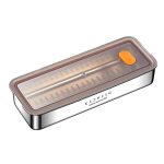 Kacheeg Stainless Steel Slim Rectangular Food Storage Container 304 Narrow Space-Saving Fridge Organizer Box, Sealed, Regular