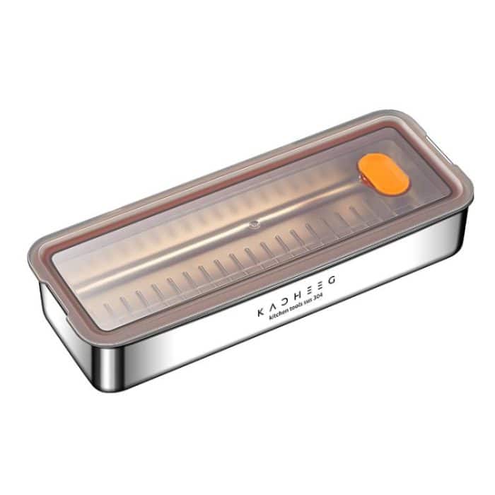 TBD0606089301.jpg Kacheeg Stainless Steel Slim Rectangular Food Storage Container 304 Narrow Space-Saving Fridge Organizer Box, Sealed, Regular – Bild 1