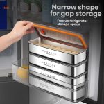 Kacheeg Stainless Steel Slim Rectangular Food Storage Container 304 Narrow Space-Saving Fridge Organizer Box, Sealed, Regular – Bild 3