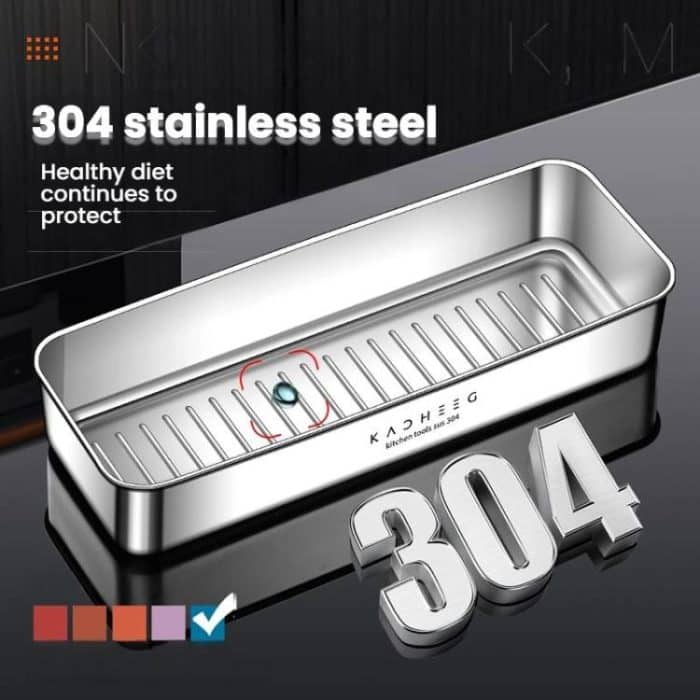 Kacheeg Stainless Steel Slim Rectangular Food Storage Container 304 Narrow Space-Saving Fridge Organizer Box, Sealed, Regular – Bild 4