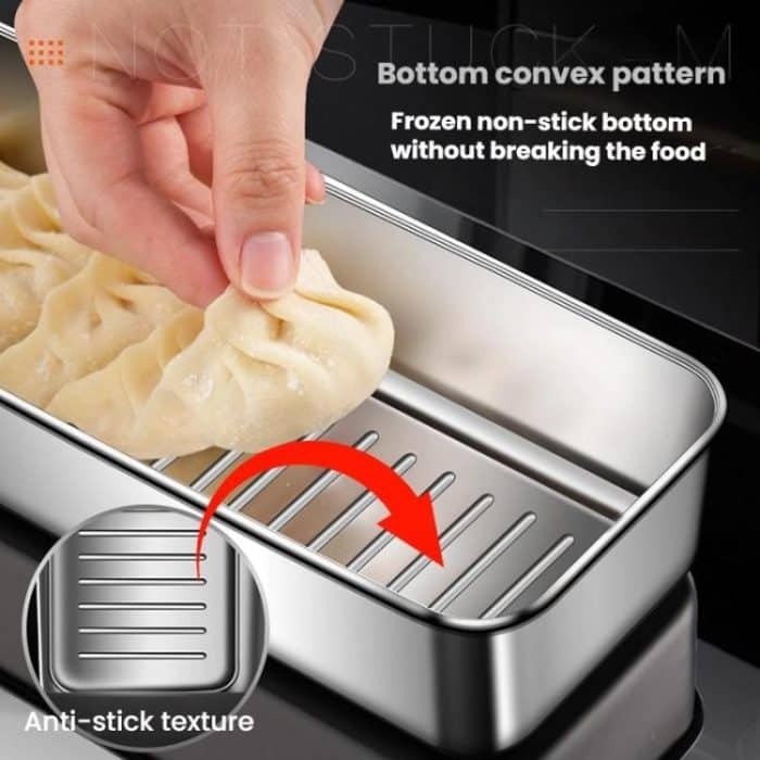 Kacheeg Stainless Steel Slim Rectangular Food Storage Container 304 Narrow Space-Saving Fridge Organizer Box, Sealed, Regular – Bild 5