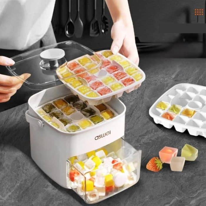 Kacheeg 2-In-1 Double Layer Ice Cube Tray With Storage Container Easy Push Release Mold – Bild 2