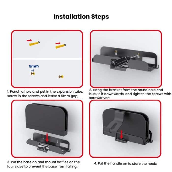 Für Nintendo Switch 2 PGTECH GP-369 Spielkonsole Wandhalterung Lagerregal mit Griff Lagerhaken – Bild 6