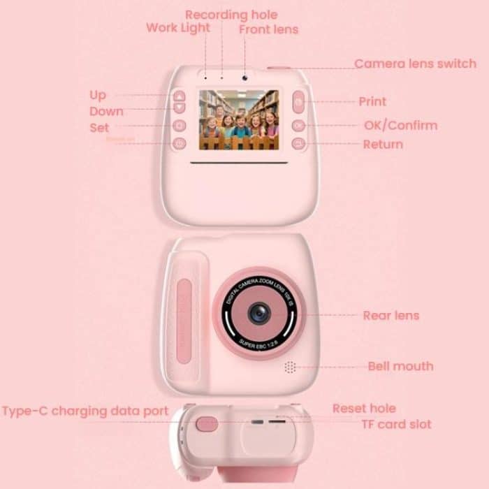 Children Instant Print Digital Camera Dual Front Rear Cameras HD Mini Camera – Bild 8
