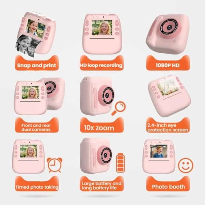 Children Instant Print Digital Camera Dual Front Rear Cameras HD Mini Camera – Bild 9