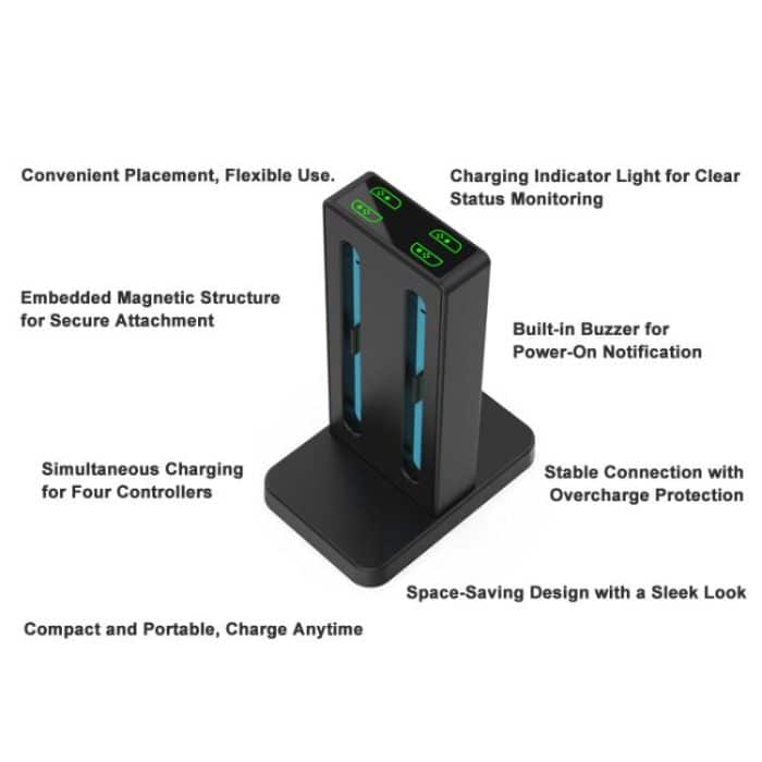 DOBE 4-in-1 Magnetische Ladestation für Nintendo Switch 2 Controller mit LED-Anzeigen und Cartridge-Aufbewahrung – Bild 5