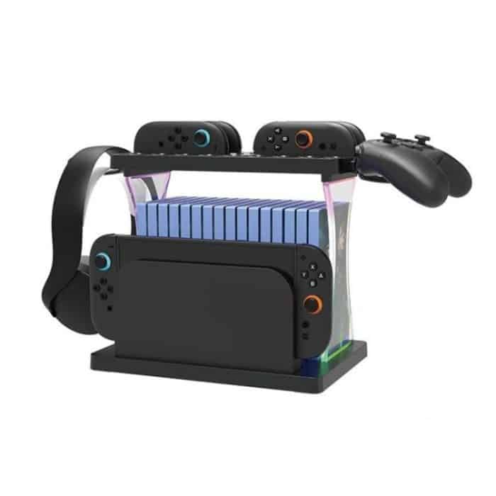 TBD06061076.jpg Für Nintendo Switch 2 Joy-Con Multifunktionale Halterung Ladestation mit RGB-Leuchten 25 Spielkartenspeicher – Bild 1
