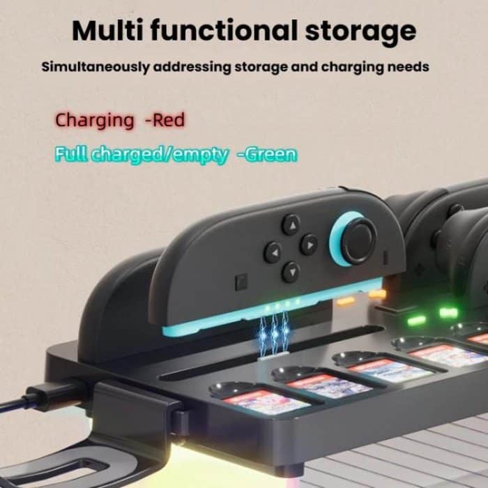 Für Nintendo Switch 2 Joy-Con Multifunktionale Halterung Ladestation mit RGB-Leuchten 25 Spielkartenspeicher – Bild 5