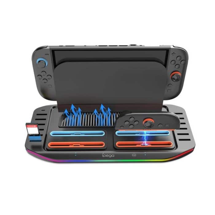 Ladestation für ipega PG-SW2210-Konsolen-Joy-Con-Controller von Nintendo Switch 2, 4 Ladeanschlüsse + Touch-Control-Lichteffekte + 12 Spielkartensteckplätze – Bild 2