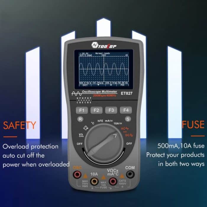 Oscilloscope Multimeter 200Msps Sampling Rate 40MHz Oscilloscope + Multimeter 2 In 1, ET827 – Bild 2