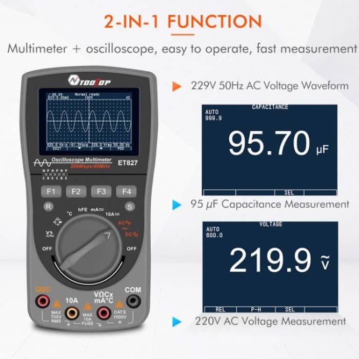 Oscilloscope Multimeter 200Msps Sampling Rate 40MHz Oscilloscope + Multimeter 2 In 1, ET827 – Bild 6