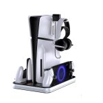 JYS Charging Display Station for PS5/PS5 Slim/PS Portal Dual Controller Dock with Cooling Fan & Headphone Hook – Bild 2