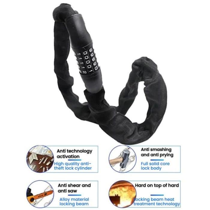 105cm Bicycle Chain Lock 5 Digit Combination Lock, 5 Digit – Bild 3