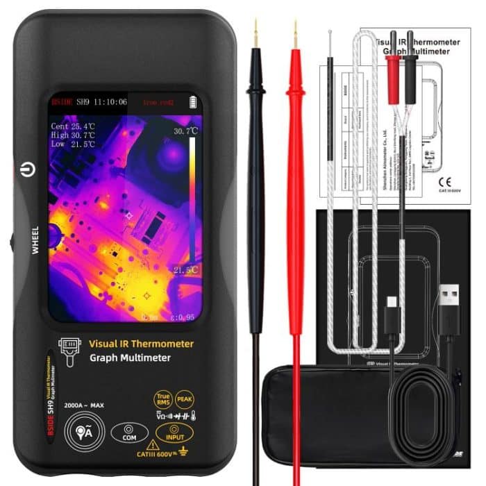 BSIDE SH9 Infrared Thermal Imaging Multimeter Touchscreen High-Definition Thermal Imaging Thermometer Electrical Floor Heating Inspection, Standard, Standard+Flexible Coil, Standard+Macro Lens, Standard+Macro Lens+Flexible Coil – Bild 1