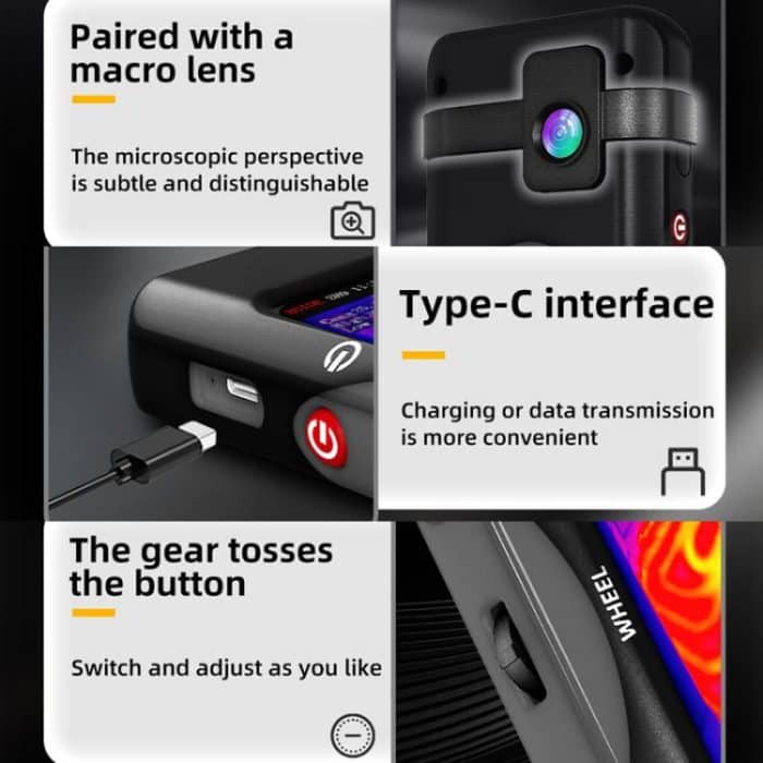 BSIDE SH9 Infrared Thermal Imaging Multimeter Touchscreen High-Definition Thermal Imaging Thermometer Electrical Floor Heating Inspection, Standard, Standard+Flexible Coil, Standard+Macro Lens, Standard+Macro Lens+Flexible Coil – Bild 13