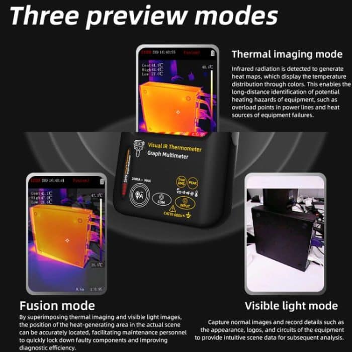 BSIDE SH9 Infrared Thermal Imaging Multimeter Touchscreen High-Definition Thermal Imaging Thermometer Electrical Floor Heating Inspection, Standard, Standard+Flexible Coil, Standard+Macro Lens, Standard+Macro Lens+Flexible Coil – Bild 7