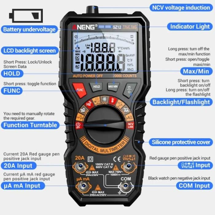 ANENG Intelligent Double Tube Anti-Burn Capacitor Multimeter, SZ12 – Bild 5