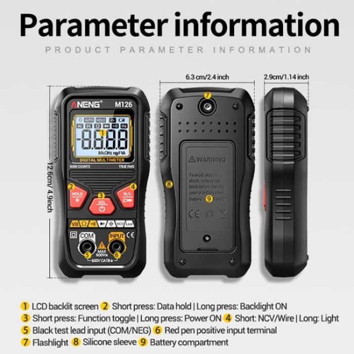 ANENG Anti-burn Electrical Digital Display Fully Automatic Digital Multimeter, M126 – Bild 2