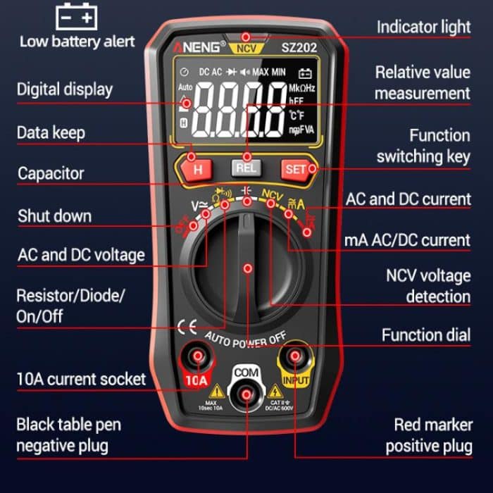 ANENG High-precision Maintenance Multi-function Digital Display Multimeter, SZ202 Red, SZ202 Black – Bild 10