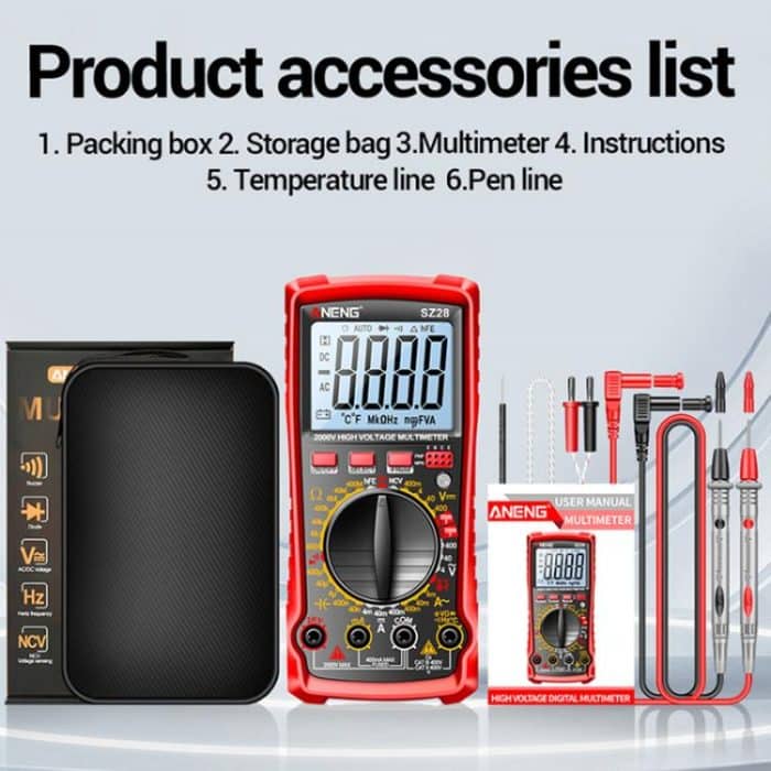 ANENG 2000V High Voltage High Precision Photovoltaic Digital Multimeter, SZ28 Red, SZ28 Black – Bild 11
