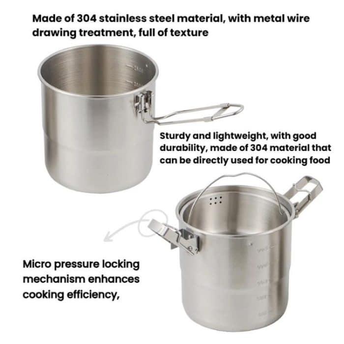3000ml 16cm Heightened Outdoor Pots 304 Stainless Steel Outdoor Cooking Kettles, CLS Handle, CLS Dual-ear – Bild 4