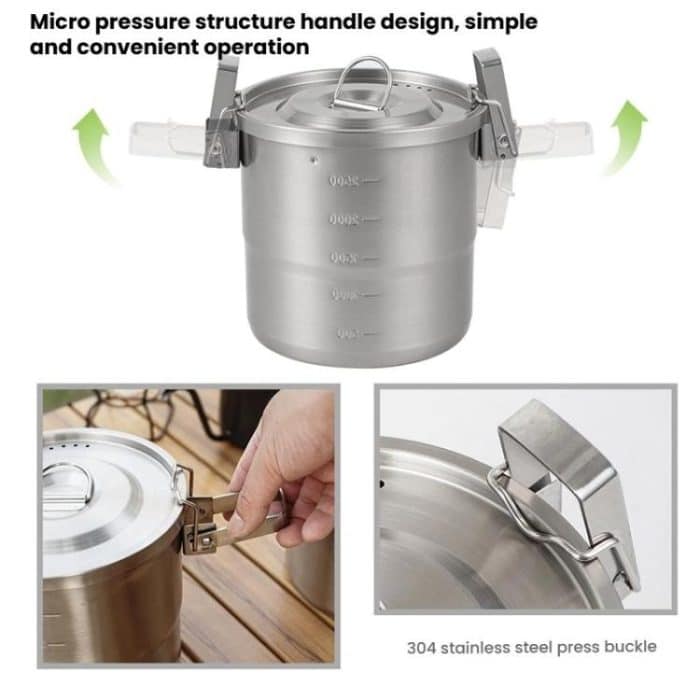 3000ml 16cm Heightened Outdoor Pots 304 Stainless Steel Outdoor Cooking Kettles, CLS Handle, CLS Dual-ear – Bild 5