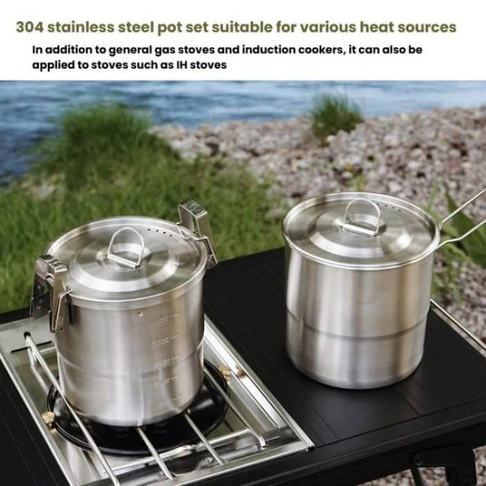 3000ml 16cm Heightened Outdoor Pots 304 Stainless Steel Outdoor Cooking Kettles, CLS Handle, CLS Dual-ear – Bild 7