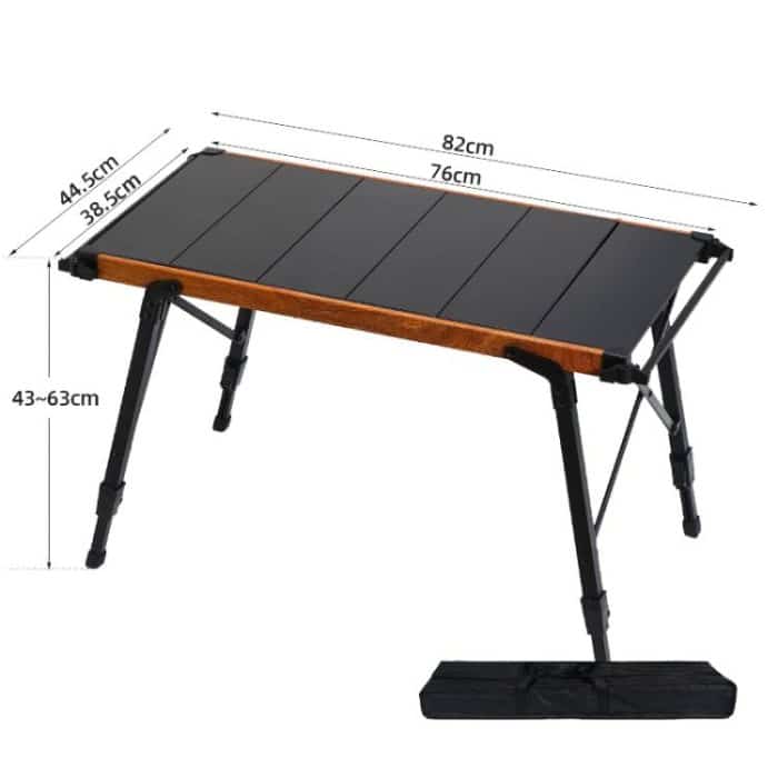 CLS Outdoor Aluminum Egg Roll Table Camping Folding Table, 8245 6 Plates, 9545 Folded 7 Plates, 8744 Black, 8744 Wood Grain, 8744 Black+4 PU Hooks – Bild 7